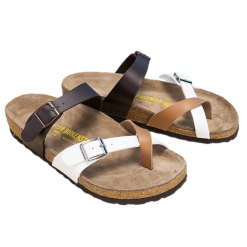 Birkenstock Recovery Slide Sandal with Toe Loop - Mayari - White and brown, 39