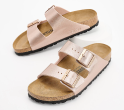Birkenstock Two-Strap Recovery Slide Sandals - Arizona - Metallic Copper, 44