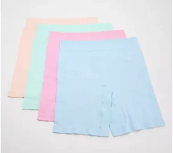 Breezies Cooling Comfort Seamless Long Leg Panty Set of 4 - Pastel, L