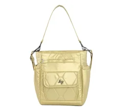 Lug Classic N/S Shoulder Bag with Crossbody Strap - Toss - Metallic Gold