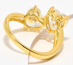 Alternative view of Diamonique Double Heart Ring, Sterling Silver