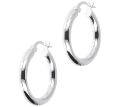 UltraFine Silver 3/4" Round Polished Hoop Earrings