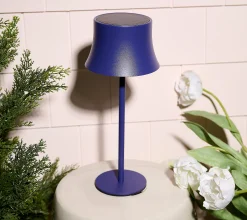 SecureBrite 13" Solar Indoor/Outdoor Lamp with Metal Shade - Navy