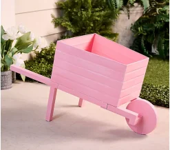 Girl Next Door Wheelbarrow Flower Planter - Pink
