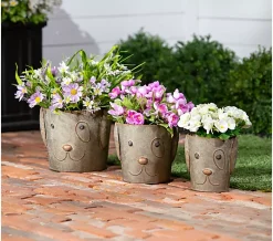 Alternative view of Plow & Hearth Set of 3 Metal Dog Bucket Planters