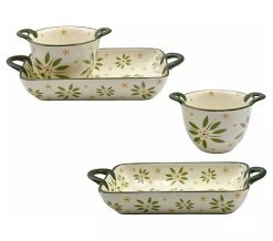 Temp-tations Old World 4-piece Baker and Bowl Set - Green