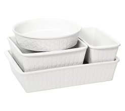 Temp-tations Carved Willow 5-Piece Nestable Bakeware Set - White