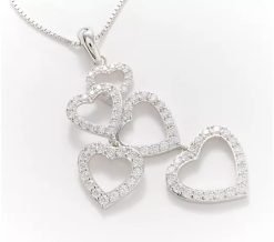 Diamonique x Kathy Levine Hearty Party Pendant on 24" Box Chain - Silver