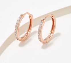 Diamonique x Courtney Khondabi 16mm Huggie Hoops, Sterling - Rose