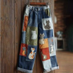 Plus-size Womens Fashionable Casual Slim-fit Faux Denim Wide-leg Pants For European And American Styles - Blue, 2XL