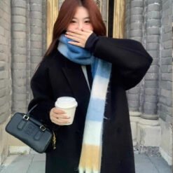 Womens Stylish Mid-length Slimming Wool Coat - Black, 3XL