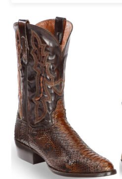 Mens Embroidered Pointed-Toe Patchwork Quilted Boots - Dark Brown, 48