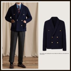 Double-breasted Knit Blazer Casual Sweater - Sapphire Blue, 2XL