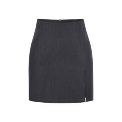 High-waisted Front-slit Versatile Form-fitting Stretchy Pencil Skirt - Dark Gray, L