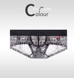 Men's Non-low-rise Ultra-thin Leopard Print Boxer Briefs - Python Pattern, 3XL