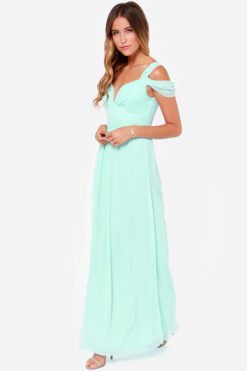 Long Floor Length Elegant Greek Style Pleated Dress - Light Green, S