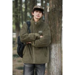 New Winter American-style Corduroy Cotton Coat With A Premium High-end Feel - Army Green, M