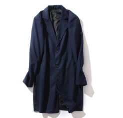 Mens Mid-length Long-sleeve Wool Coat Autumnwinter Wool Outerwear - Navy Blue, XXXL