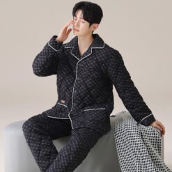 Mens Three-layer Quilted Loungewear For Fall And Winterwear It Indoors Or Out - 02J18207, L