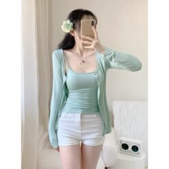 Outerwear Base Layer Camisole With Built-in Chest Pads - Blue, Free Size