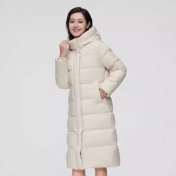Fashionable Off-season Duck Down Puffer Coat That Flatters Your Figure And Falls Below The Knee - White, M