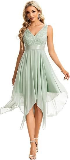 Women's Lace Chiffon Cocktail Ball Gown - Style6, US Size 16 PLUS