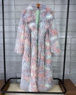 Womens Elongated Wool Coat With A Tailored Lapel - Blue And Purple, M