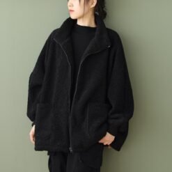 Alternative view of Plus-size Loose-fitting Long-sleeve Womens Casual Lambswool Coat