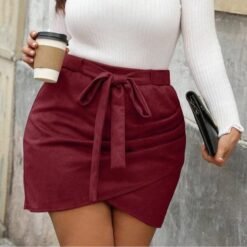 Solid Color Casual Design Bohemian Skirts For Women - Burgundy, 18