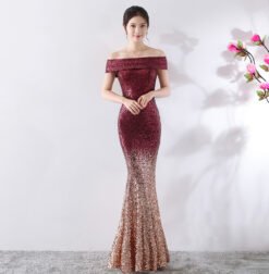 Birthday Party Dress Slimming Host Long Dress - Maroon, M