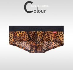 Men's Non-low-rise Ultra-thin Leopard Print Boxer Briefs - Yellow Leopard, 2XL