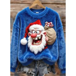 Flannel Top For Christmas Sweet Crew-Neck Sweater With Snowman Design POD - Style7, XL
