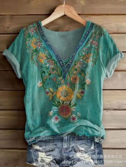 Womens Loose Casual Top With 3D Digital Print - Black Line C448, XXS