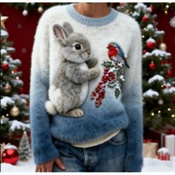 Flannel Top For Christmas Sweet Crew-Neck Sweater With Snowman Design POD - Style3, 4XL