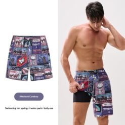 Couples Loose Quick-Drying Beach Shorts With Digital Print - Color B, S