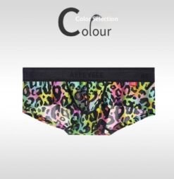 Men's Non-low-rise Ultra-thin Leopard Print Boxer Briefs - Colorful Leopard, 3XL