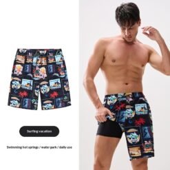 Couples Loose Quick-Drying Beach Shorts With Digital Print - Color A, L
