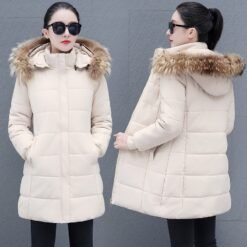 Alternative view of Detachable Hooded Mid-Length Padded Coat With A Big Fur Collar