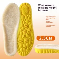 Breathable Sweat Absorbing Shock-absorbing Comfortable Soft Bottom Drooping Wool Insole - 2.5cm, 37to38