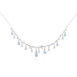 S925 Silver Natural Topaz Necklace - Sky Blue Topaz Pendant