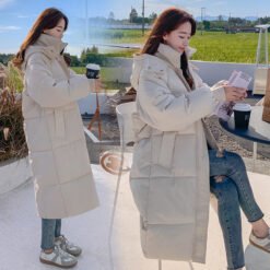 Loose Mid-length Puffer Down Jacket For Women - Beige, XL