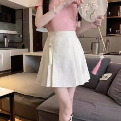 Stylish And Minimalist Design Womens Skirt - White, XL