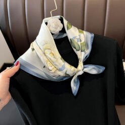 Beige Silk Square Scarf For Womenversatile And Easy To Style