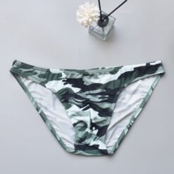 Four-color Camouflage Men's Briefs - Light Green, XL