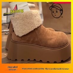 Womens Fleece-Lined Cotton Shoes Vintage Snow Boots - Camel, 40