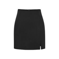 High-waisted Front-slit Versatile Form-fitting Stretchy Pencil Skirt - Black, XL