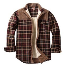 European-size Plaid Shirt Mens Outerwear - Coffee, L