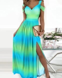 Long Floor Length Elegant Greek Style Pleated Dress - Tie dye, XXL