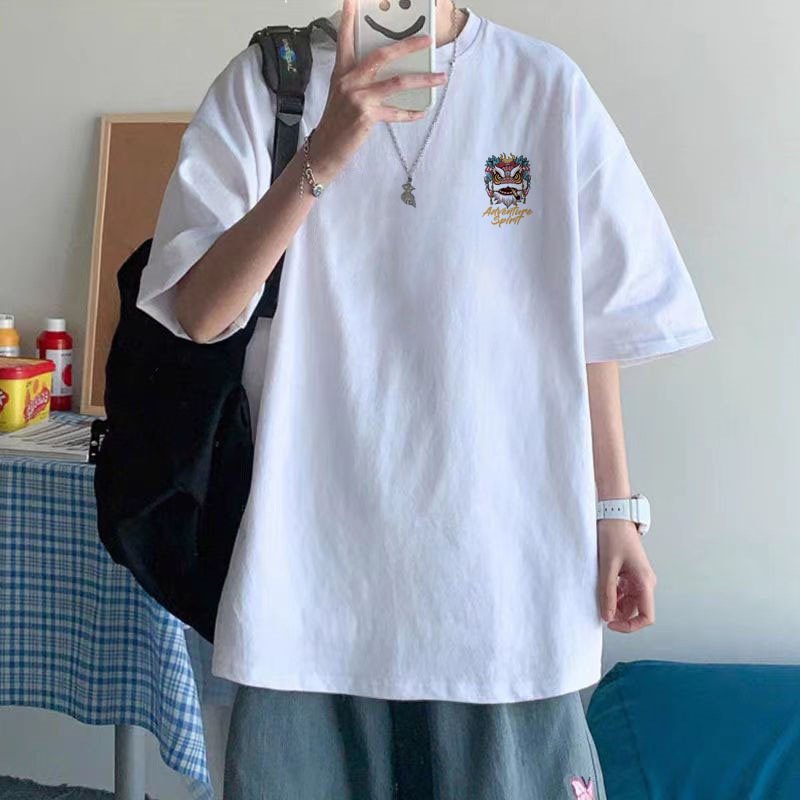 Cotton Short Sleeve Plus Size Loose Round Neck Print - Image 3