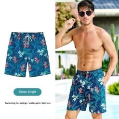 Couples Loose Quick-Drying Beach Shorts With Digital Print - Color D, XL